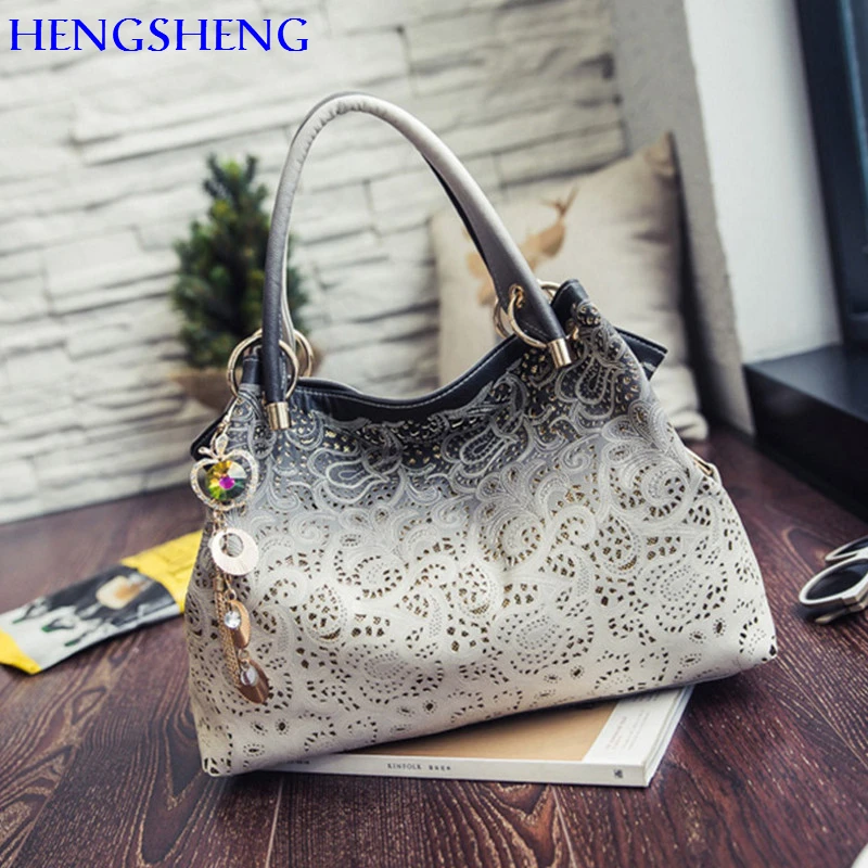 HENGSHENG Popular PU font b leather b font women shoulder bags with quality font b leather
