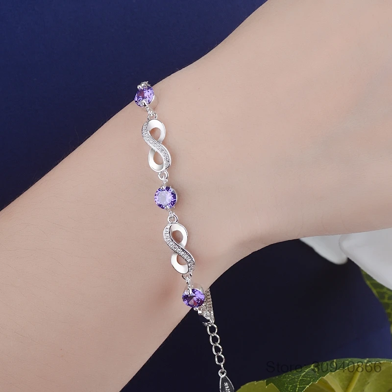Authentic 925 Sterling Silver Endless Love Infinity Chain Link Adjustable Women Bracelet Luxury Silver Jewelry SCB037 - Image 5