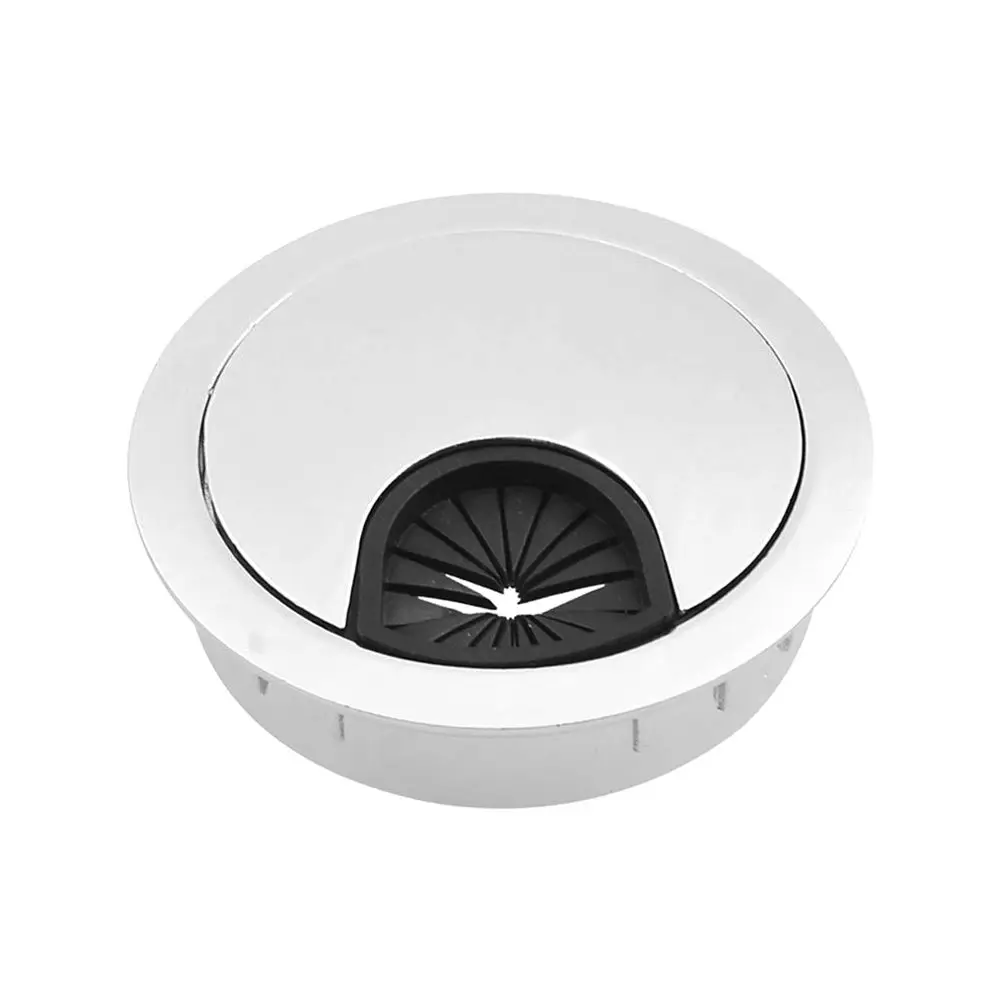 

Mirror Finish 50mm Round Grommet Wire Hole Cover Cap for Computer Desk