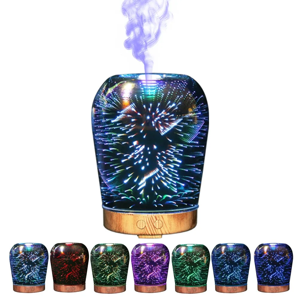 

12W 100-240V 3D Colorful Light Home Use Essential Oil Diffuser Ultra-Silent Portable Ultrasonic Humidifier Aromatherapy