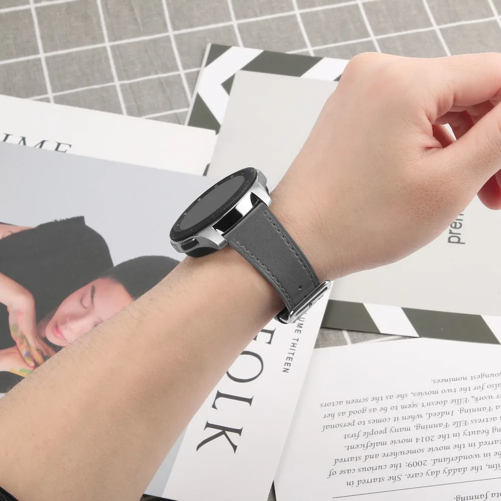22 мм кожаный ремешок для часов samsung Galaxy часы Активный браслет для huawei часы Huami часы из натуральной кожи ремешок 93002