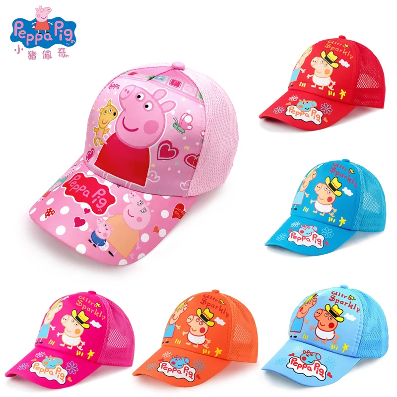 

Peppa Pig Hat Headdress Breathable Block The Sun Cool Summer Baseball Cap Cotton 2-14 Year Old Anime Figures Action Figures Gift