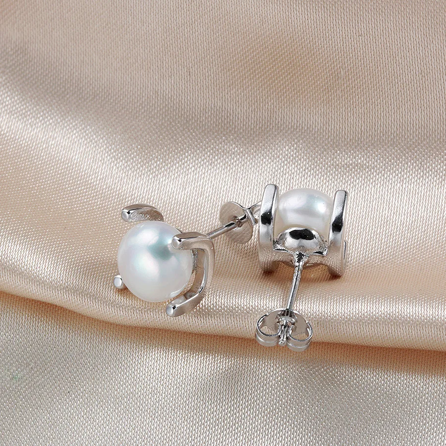 

Clearance Sale !High Quality 100% Natural Freshwater Pearl 925 Sterling Silver Stud Earrings For Women Fashion Jewelry With Box