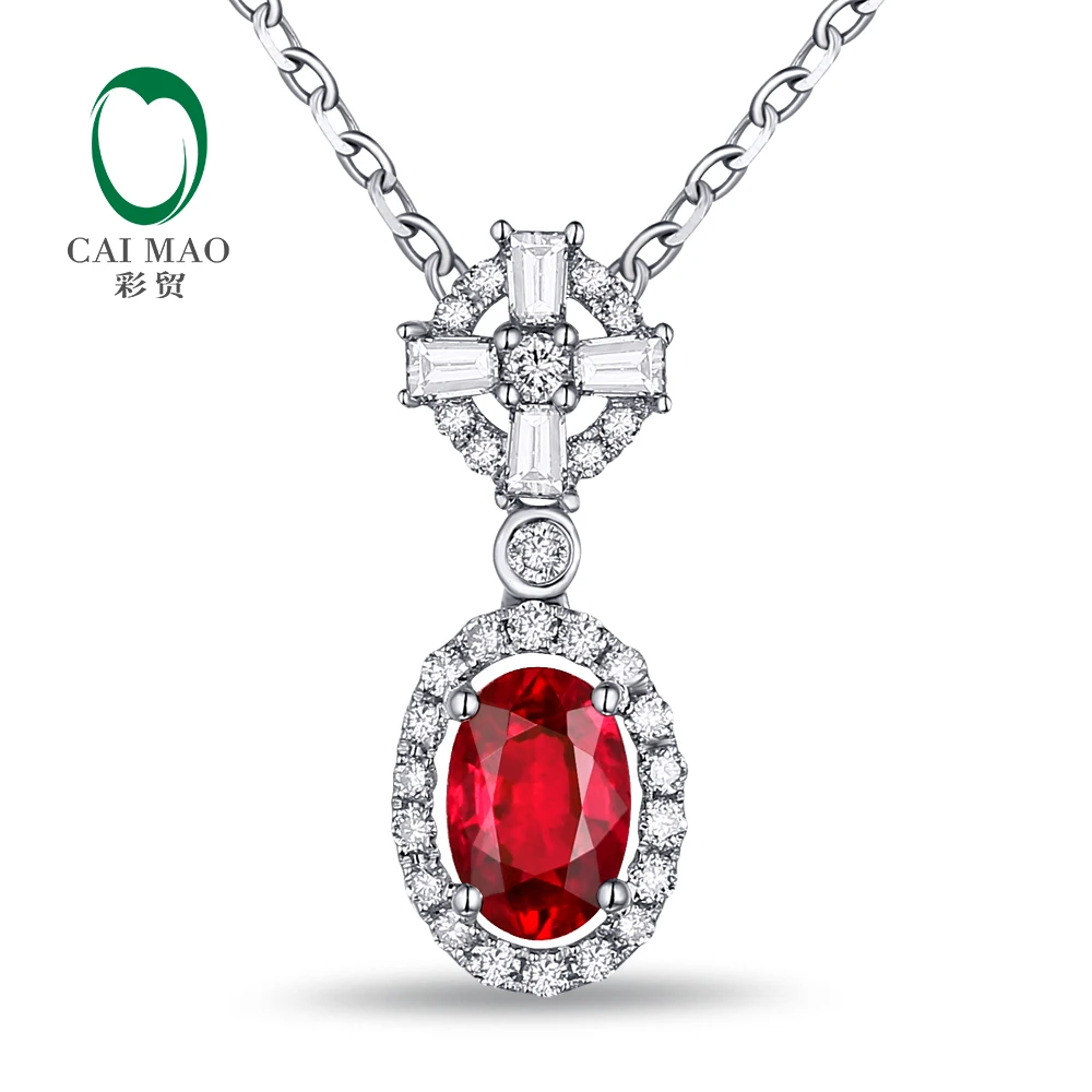 Бесплатная доставка Оптовая продажа 18 К БЕЛОЕ ЗОЛОТО ПРИРОДНЫЙ 0.70ct ruby & 0.26ct