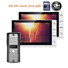 FREE SHIPPING New 9″ Color Recorder Monitor Video Door phone Intercom System 2 White Screens + Doorbell Camera + 8G SD IN STOCK