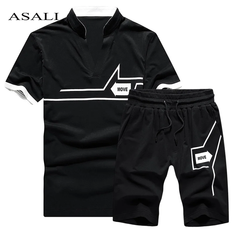 

Casual Fashion Men Tracksuit Mens Summer Set Men's Shorts Suits Jogger Sport Sportwear Male 2019 New Brand 2 Piece Streetwear