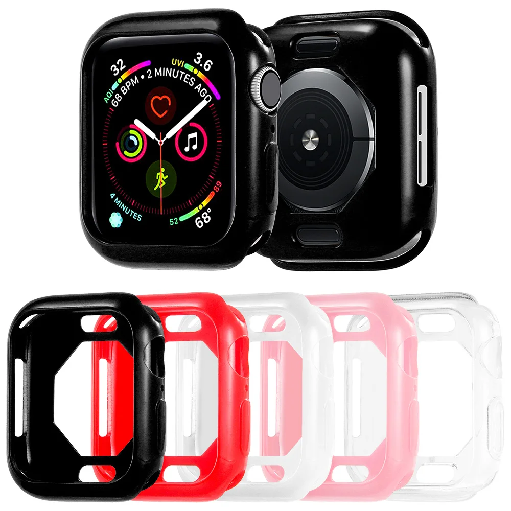 Мягкий ТПУ защитный чехол для Apple Watch SE Series 6 5 4 крышка 40 мм 44 ударопрочный бампер