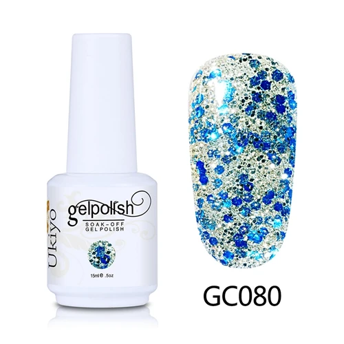 Ukiyo 15 мл супералмазные гель для ногтей с блёстками полировка многоцветный УФ светодиодный отмачиваемый Блестящий цветной Гель-лак для ногтей DIY гели для нейл-арта - Цвет: GC080