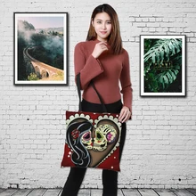 Двусторонняя сумка с принтом в стиле панк, женская большая сумка для покупок, сумка на плечо для дам, льняная ручная сумка, злые персонажи, Индивидуальные