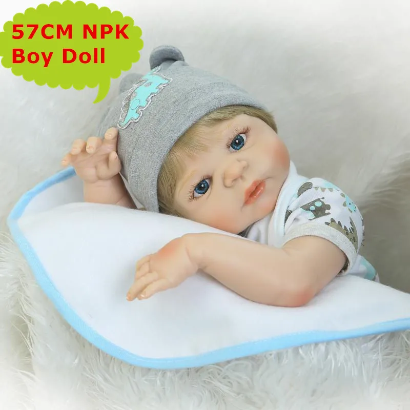 

57cm NPK Full Body Silicone Vinyl Baby Boy Doll Real Alive Bebe Reborn Toys In Cute Clothes Girls Birthday Gift Child Bathe Toys