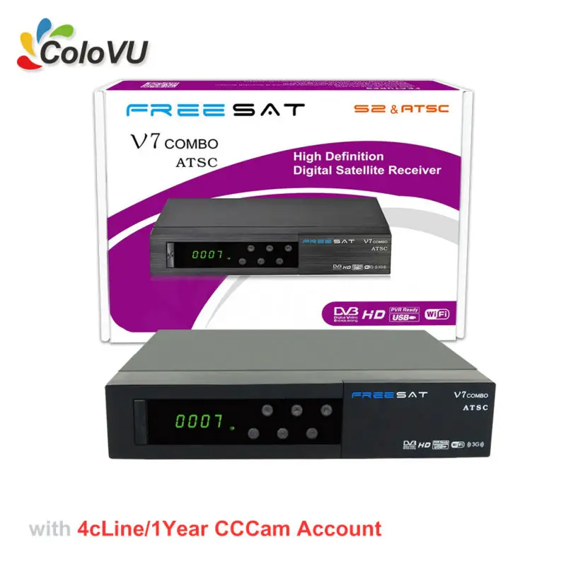 Спутниковые антенны freesat V7 комбо + 1 год CCcam Поддержка DVB-S/S2 ATSC powervu BISS для Мексики