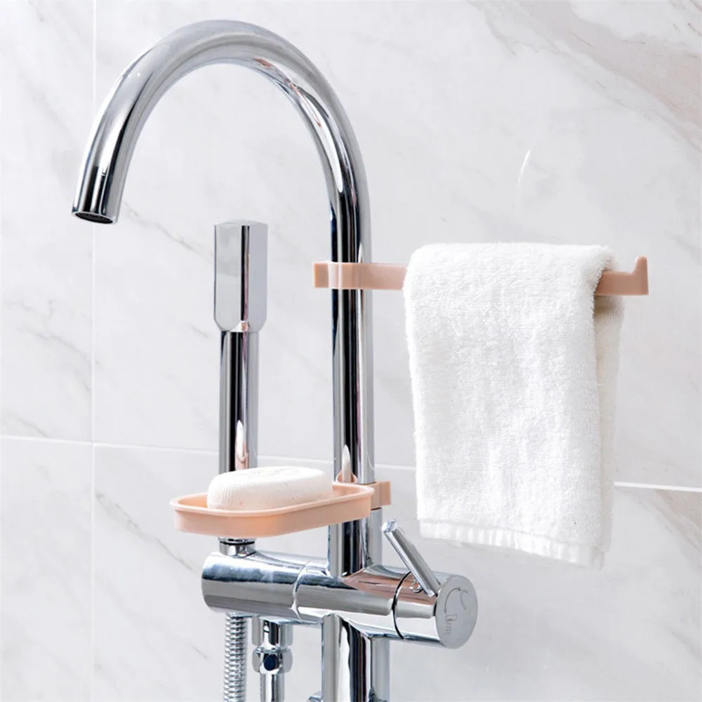Sink Hanging Towel Rack Soap Dish Tap Bar Kitchen Water Holder Bathroom ...