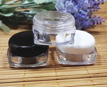 

2017 New 200pcs 10g Square Bottom, Cosmetic Cream Jar Transparent Cap, Empty Cosmetic Packing Container, Clear Plastic Box