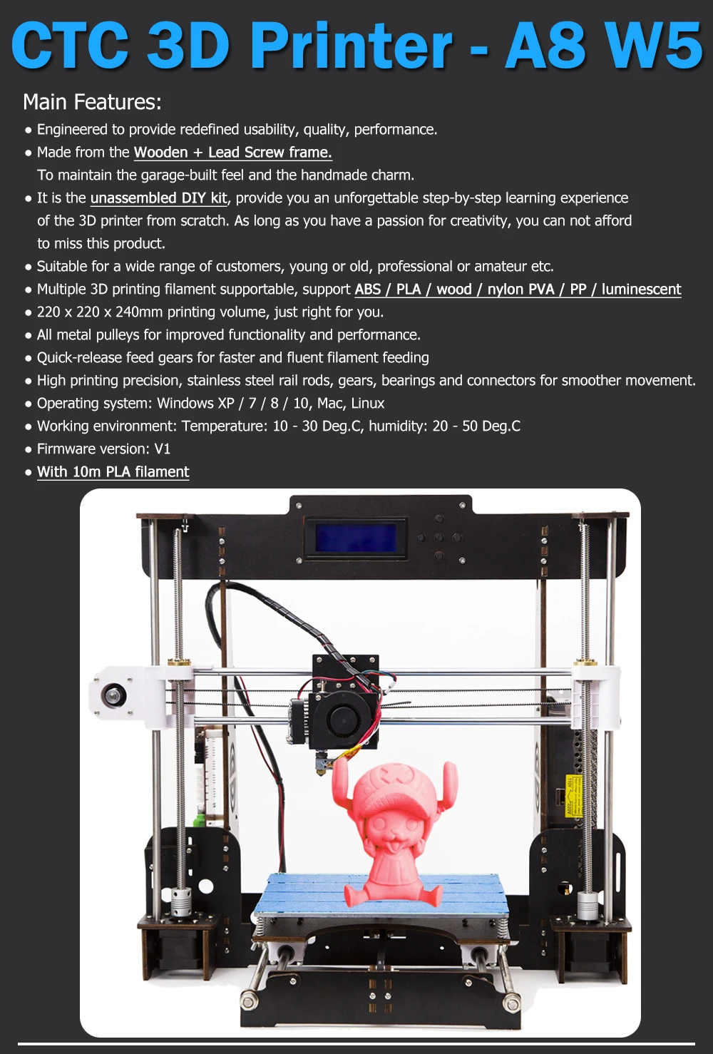 A8 3d принтер DIY Высокая точность рабочего стола Prusa i3 DIYLCD экран принтер самостоятельная сборка поддержка