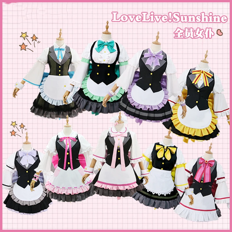 Аниме! Lovelive Sunshine Aqours Takami Chika все члены Лолита платье горничной карнавальный