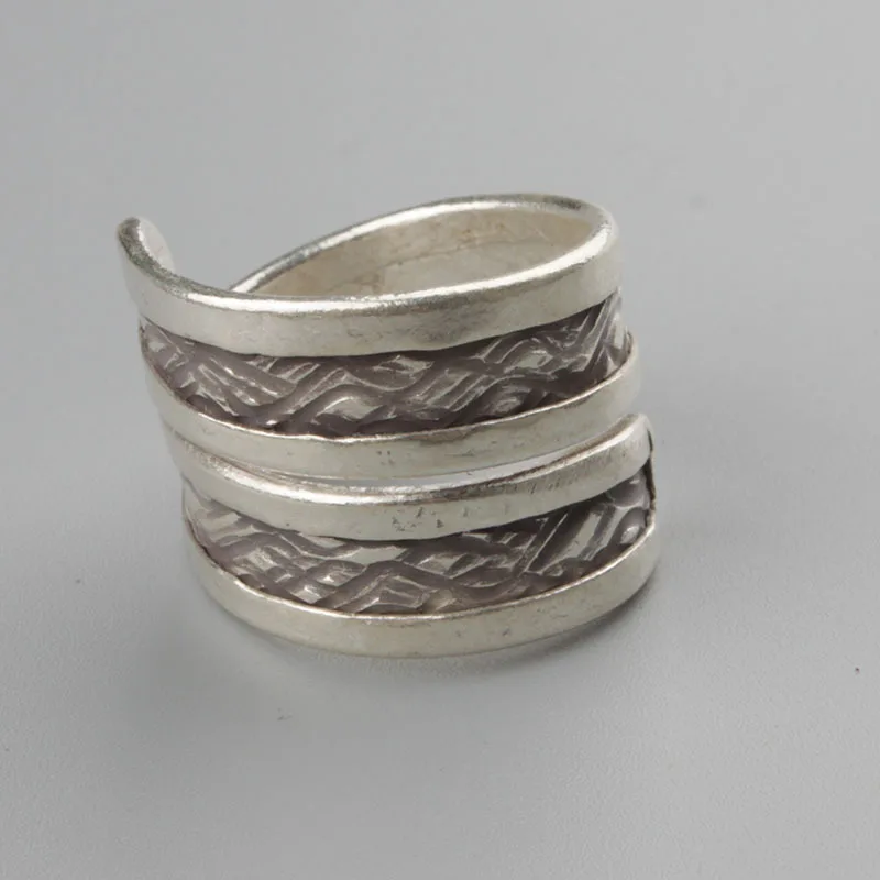 

Handmade silver s925 pure silver wave Yintai texture wholesale opening ring