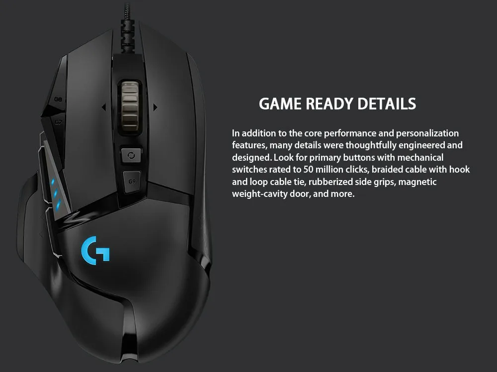 Оригинальная игровая проводная мышь logitech G502 HERO с датчиком HERO 16000 dpi LIGHTSYNC RGB программируемая настраиваемая для всех геймеров