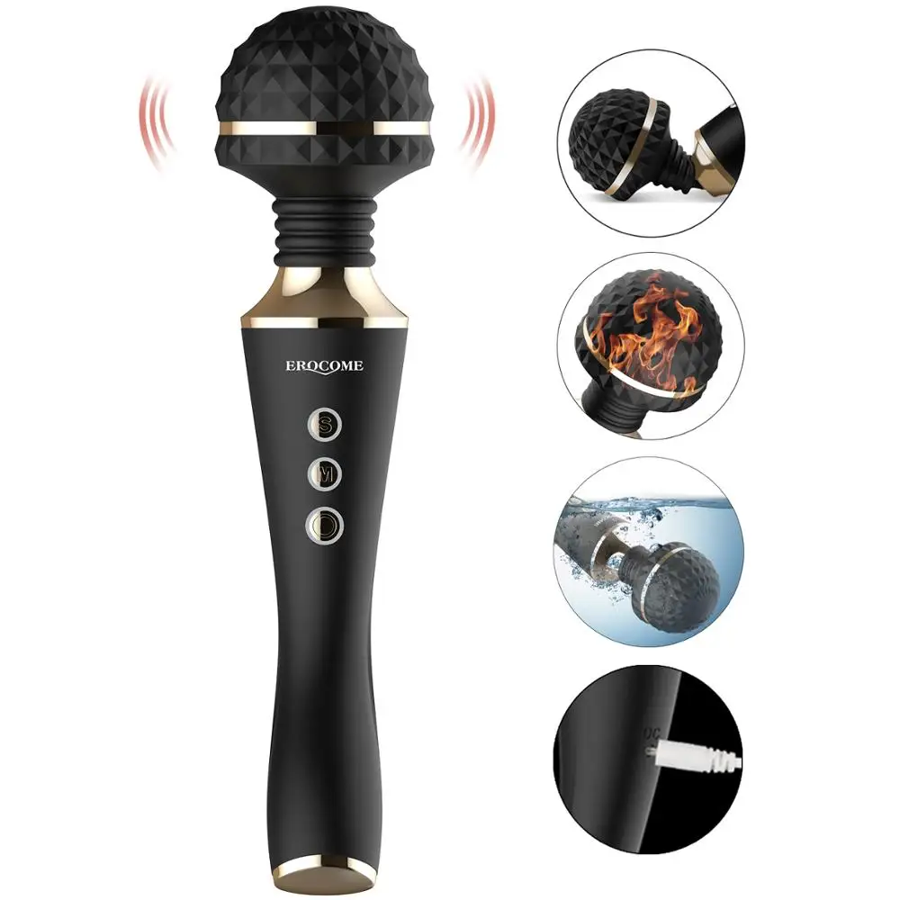 Мощная волшебная палочка вибратор с силиконовой палочкой большая головка