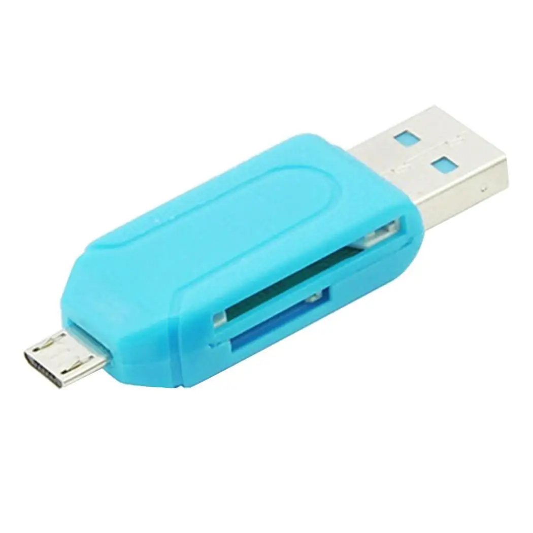 USB 2,0 OTG кард-ридер Micro USB SD/TF кард-ридер SD/TF для дома, путешествий, офиса и т. д. адаптер для телефонов/ПК - Цвет: blue