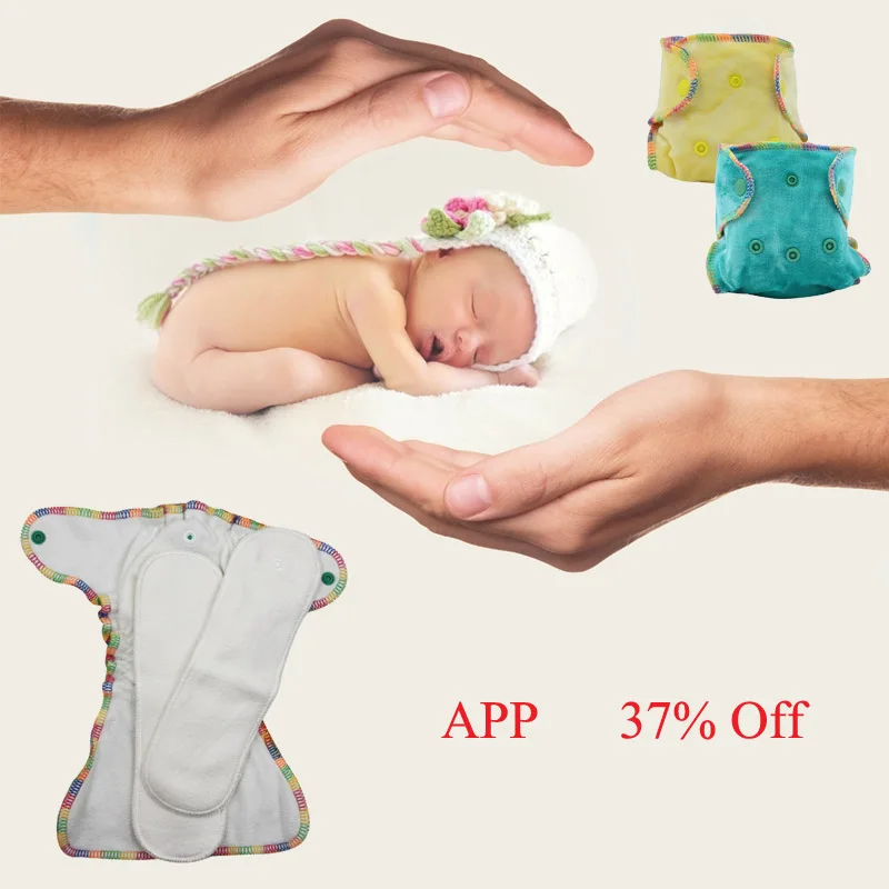 2017 Baby Bamboo Cotton Fitted Diaper With 2pcs Bamboo Velour Fleece Insert Breathable Minky