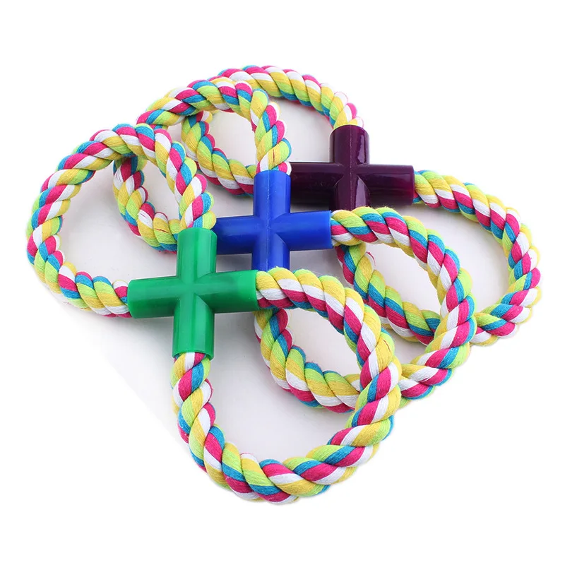 Новая устойчивая к укусам Веревка плетеная собака жевательные игрушки домашние хлопковые веревочные игрушки маленькая собака молярная игрушка длина 18 см - Цвет: Random Color