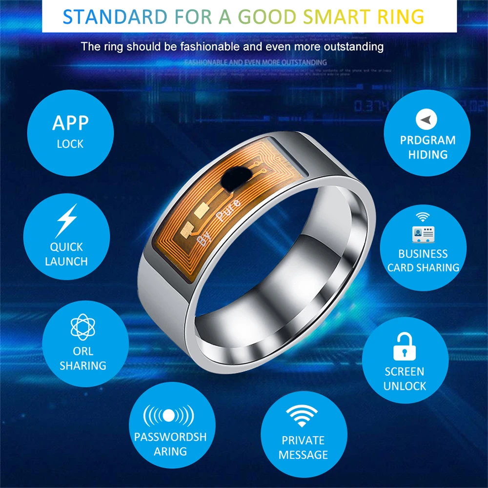 Многофункциональные модные NFC износостойкие смарт-кольца для интеллектуального замка волшебное интеллектуальное цифровое кольцо черный палец для мульти-системы