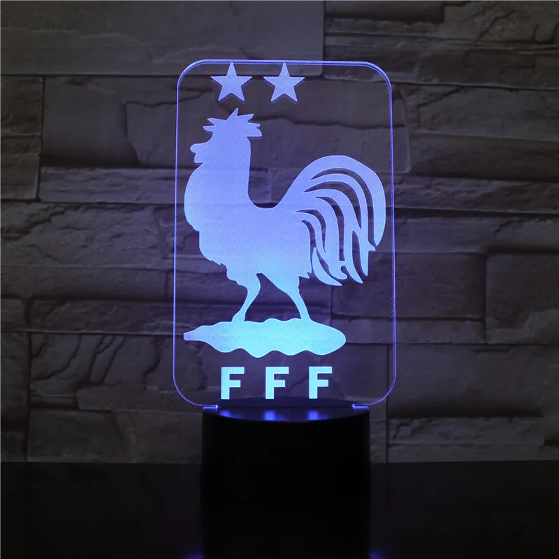 

France national football team Logo Table Lamp Touch Sensor 7 Color Changing Les Bleus The Blues Soccer LED Night Light Bedroom