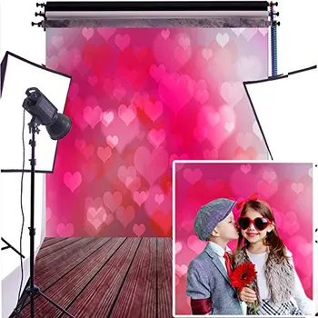 

Red Love bright bokeh vintage rustic wood Valentine's Day backdrops Vinyl cloth Computer print children kids Background