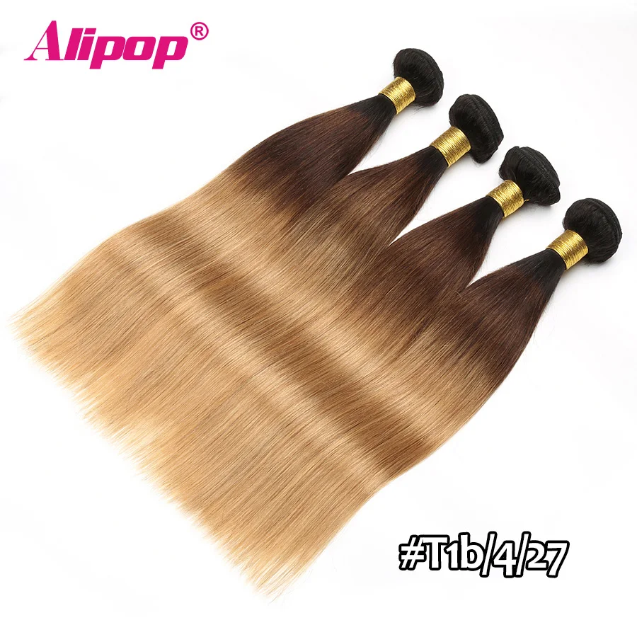 Alipop Straight Hair Brazilian Hair Weave Bundles Human Hair Bundles Colored Burgundy Honey Blonde 27 Ombre Hair Bundles NonRemy (48)