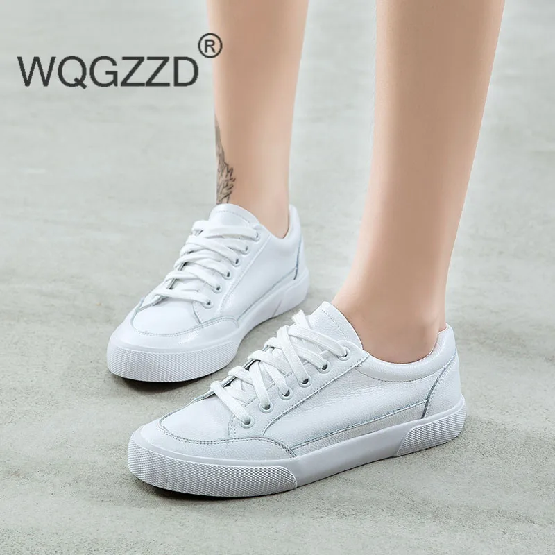 

Genuine Leather Women Sneaker White Shoes Women Flats Women Casual Shoes Chaussure Femme