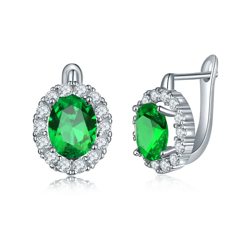 UMODE, дизайн, женские серьги-кольца, серебряный цвет, индийский цвет, кубический цирконий, обручальные серьги для женщин, ювелирное изделие UE0583 - Окраска металла: Green