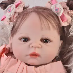 Bebes reborn Девушка полный силикона reborn baby doll 23 "57 см Новорожденные реального живого игрушки куклы для детей подарок BJD boneca reborn