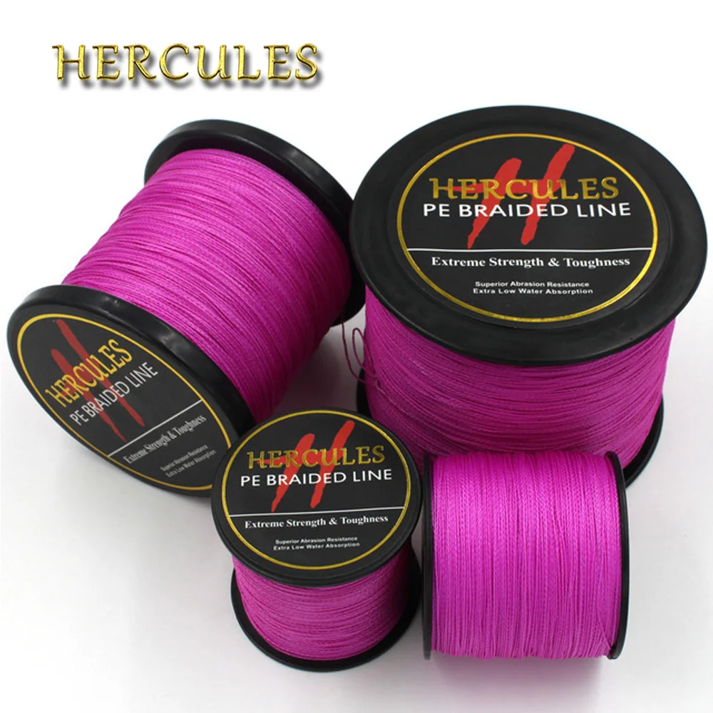 Hercules 4 жильная розовая 100 м 300 500 1000 1500 2000 100% ПЭ суперпрочная плетеная леска для