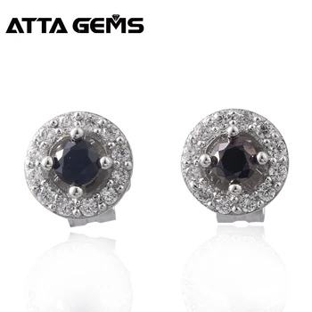 

Natural Black Spinel Sterling Silver Stud Earrings for Women 1.2 Carats Natural Spinel Women's Earrings Christmas Gifts Styles