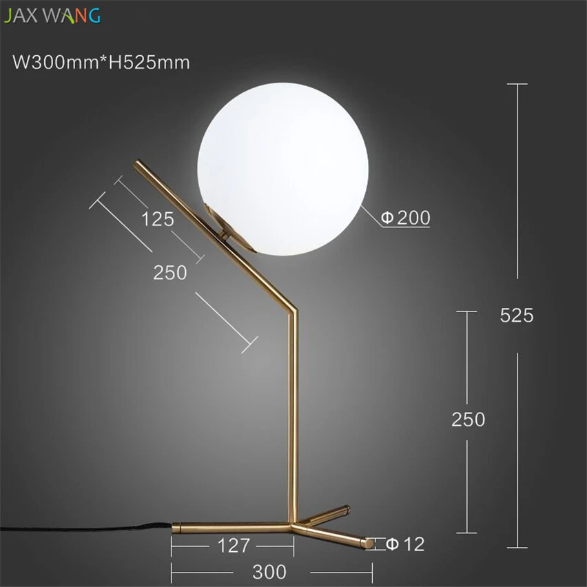 Современный минималистичный Настольный светильник в скандинавском стиле, креативная личность, металлический стеклянный шар, луна, настольная лампа для гостиной, спальни, прикроватный Декор - Цвет корпуса: E
