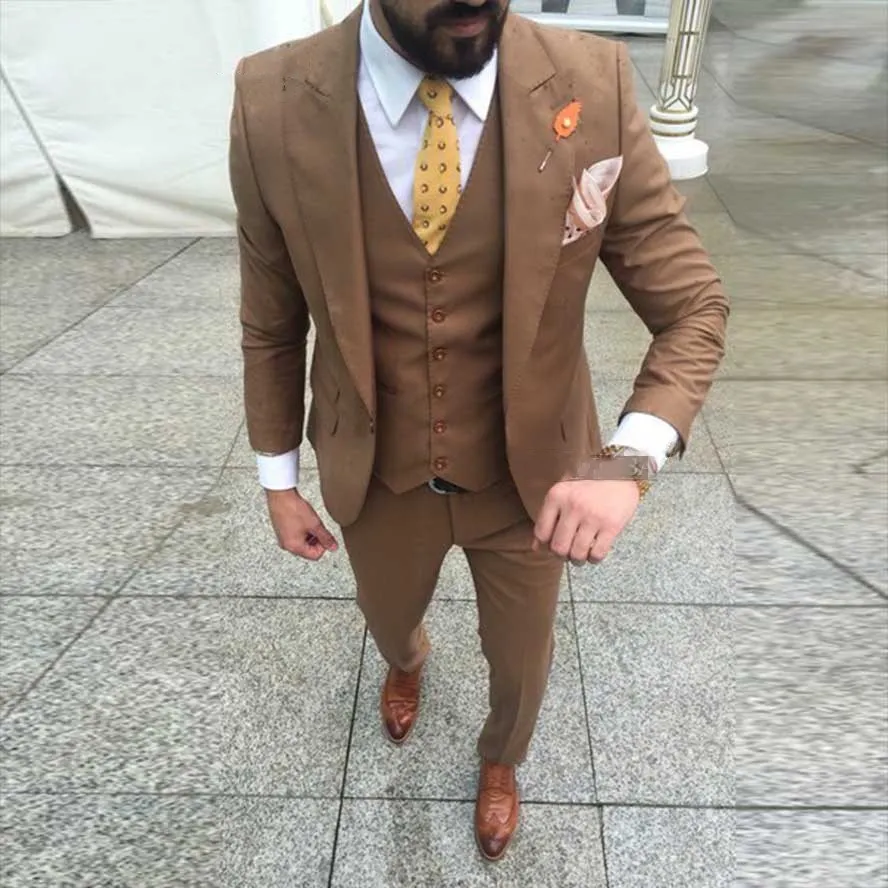 

Handsome Groomsmen Wool blend Groom Tuxedos Mens Wedding Dress Man Jacket Blazer Prom Dinner (Jacket+Pants+Tie+Vest) A103