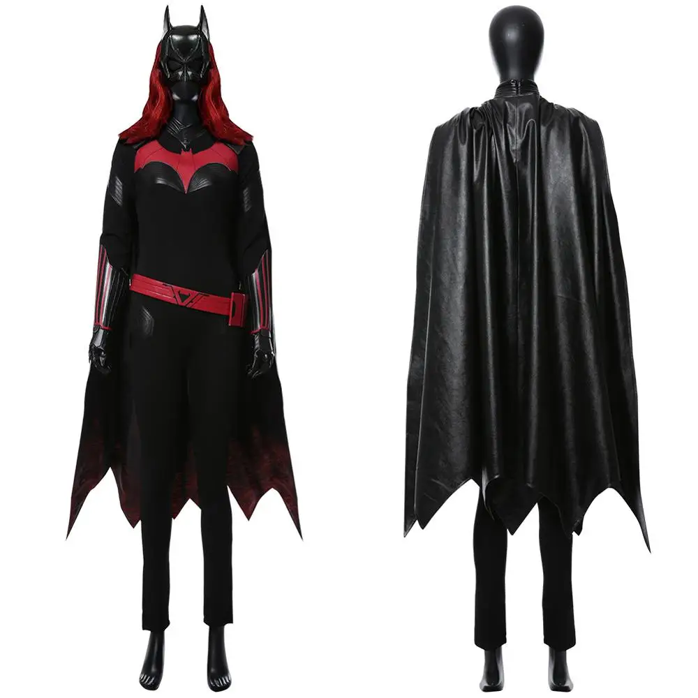 

Batwoman Batgirl Kathy Kane Cosplay Costume Adult Women Girl PU Leather Cape Full Sets for Halloween Carnival Party