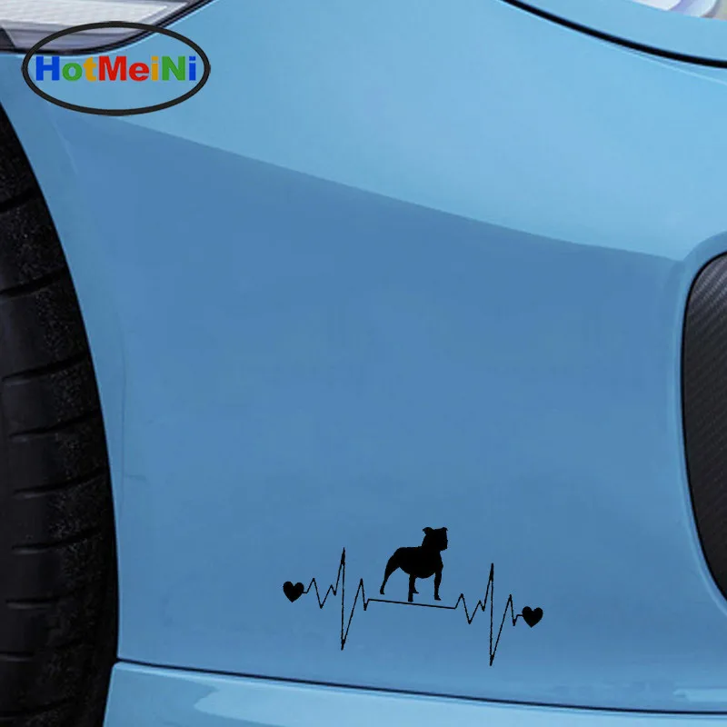 HotMeiNi Staffy Bull Dog Heartbeat Lifeline виниловые наклейки на машину наклейка для автомобиля