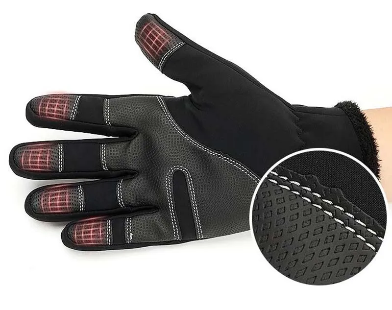 Велосипедные перчатки с сенсорным экраном, зимние, тепловые, ветрозащитные, теплые, полный палец, велосипедные перчатки, противоскользящие, велосипедные перчатки для мужчин и женщин
