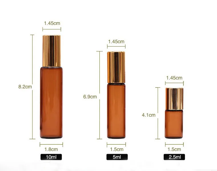 Мл 2,5 мл 5 мл 10 мл Amber Roll-on стеклянная бутылка с роликом из нержавеющей стали малый эфирное масло ролик-на пробирках