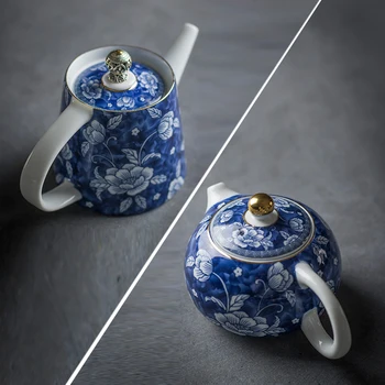 

China Jingdezhen blue and white porcelain Kung Fu tea pot teapot antique ceramic handmade teaware kettle tea service gift