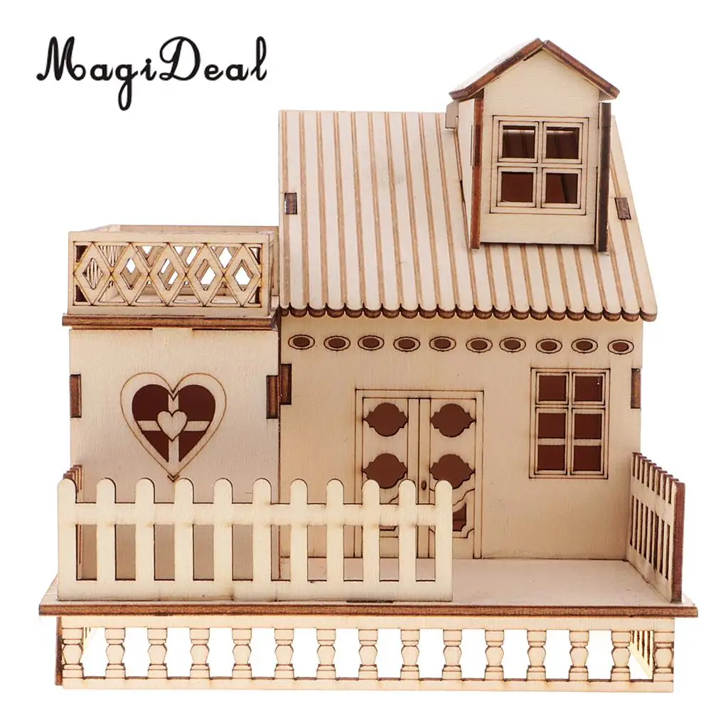 MagiDeal Wooden 3D China House Villa Model Construction with LED Lights Home Decor for Friends Lover Family Kids Birthday Gift