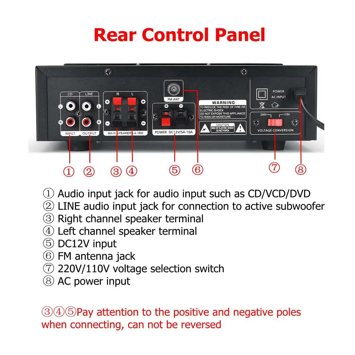 US $36.04 1200W 220V 110V Audio Power Amplifier Home Theater Amplifiers Audio With Remote Control Support FM USB SD Card Bluetooth