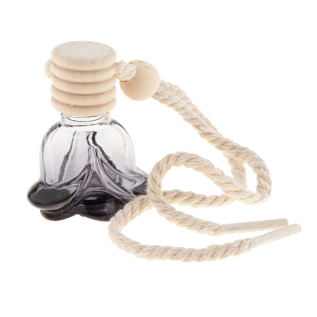 12 Pieces Air Freshener Car Printed Hanging Diffuser Bottle 10ml Perfume Fragrance Bottle Flower