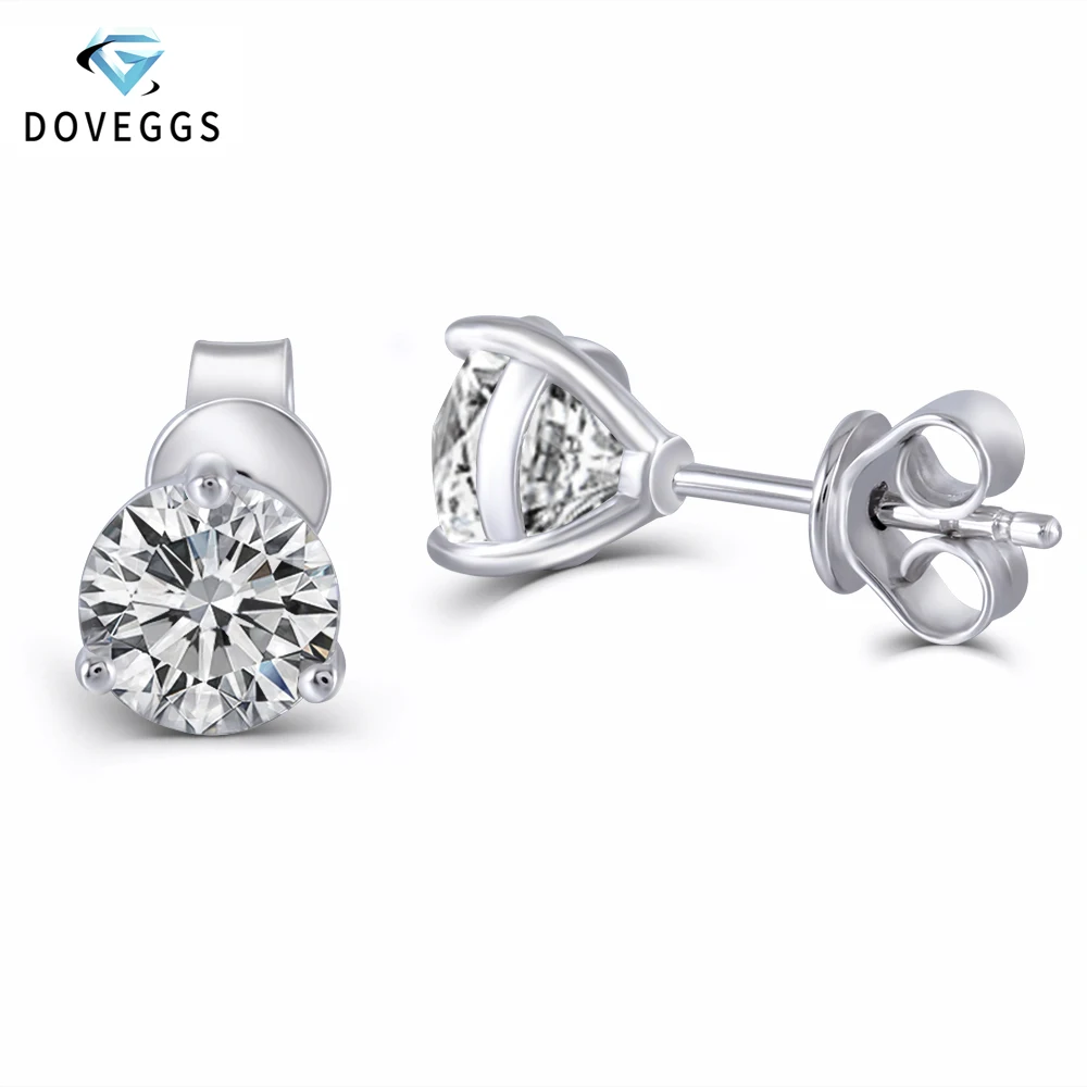 DovEggs серебро 925 пробы однотонные серьги гвоздики 1 6ctw 6 мм H цвет камень муасзант