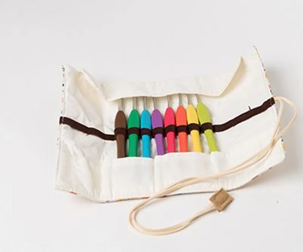 8 слотов Sailcloth крючком вязальная игла Карандаш Чехол держатель Органайзер|knitting
