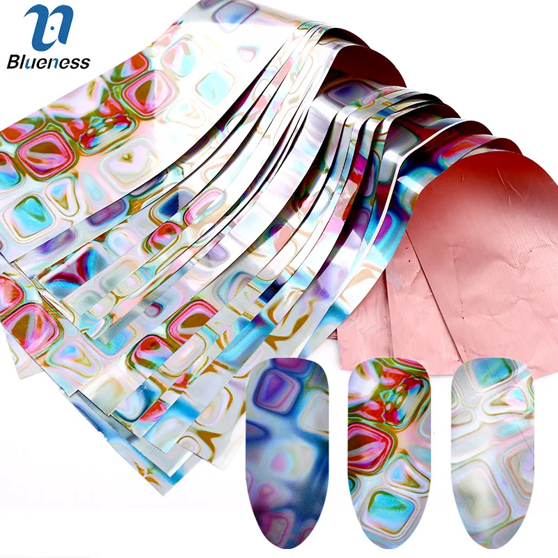 

Blueness 8Rolls Magic Cube Design Laser Nail Transfer Foil Stickers Manicure DIY Decals For Nails Art Decorations Accessories