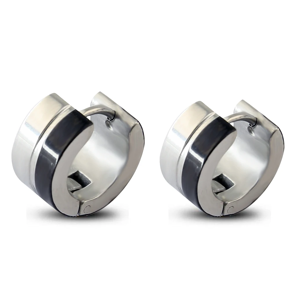 Pendientes de aro Huggie hombre, Piercing para la oreja, de acero quirúrgico, color negro|huggie earrings|fashion hoop earringshoop earrings - AliExpress