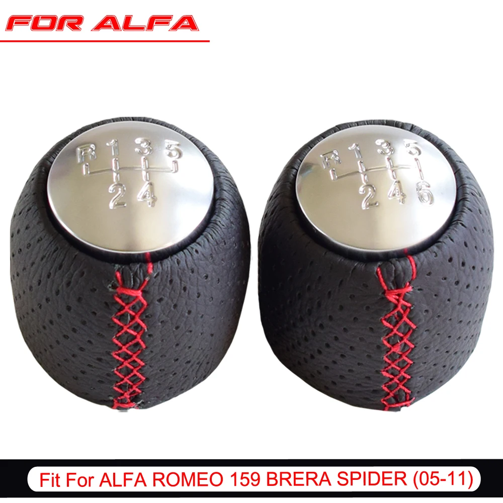 

Car Styling MT 5/6 Speed Car Hand sewing Black/Red Line Leather Gear Shift Lever Knob For ALFA ROMEO 159 BRERA SPIDER (05-11)