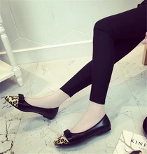 2016 spring and summer new leisure leopard horsehair bow pointed flat shoes pedicure SUB882